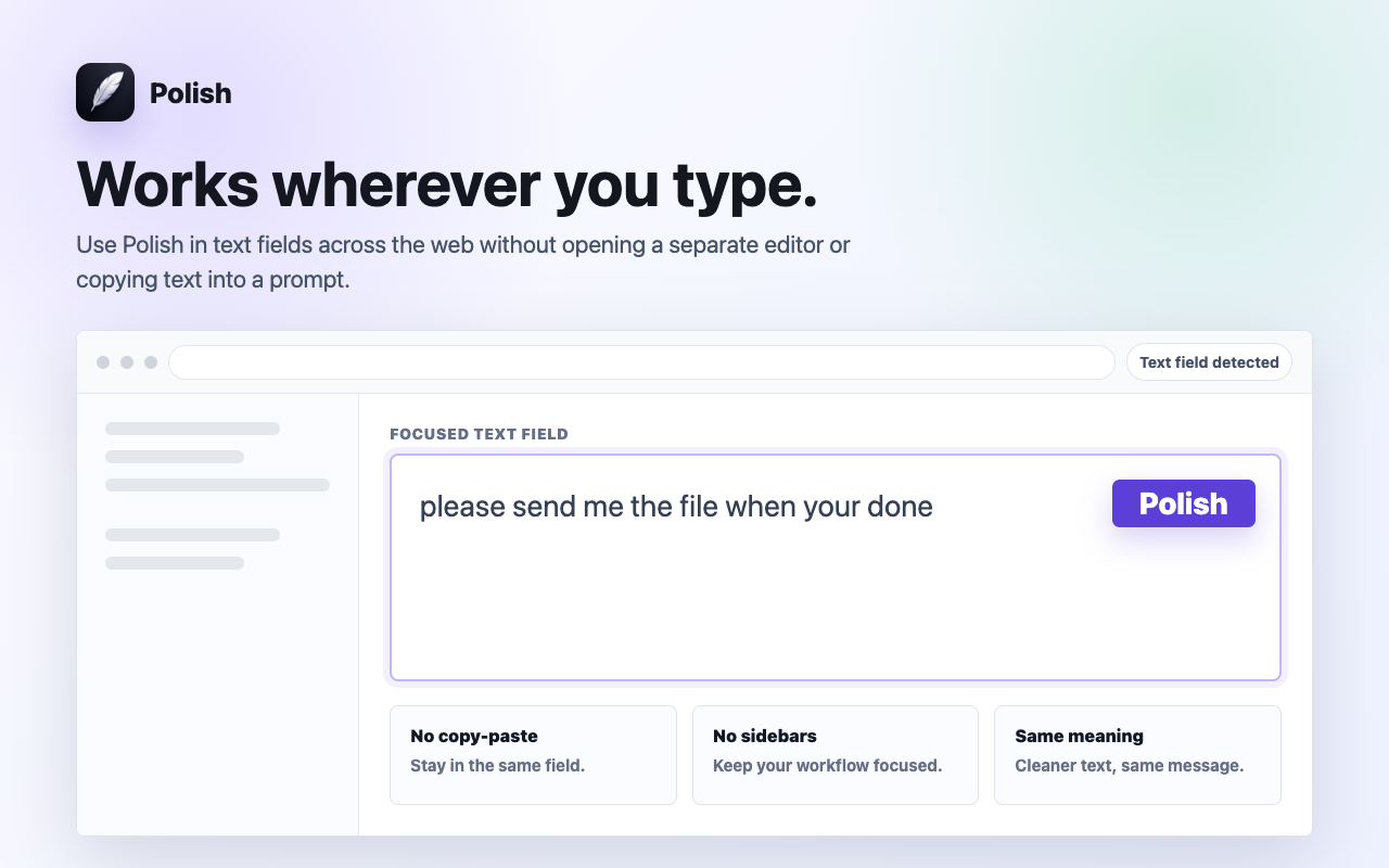 Polish button inside a generic browser text field